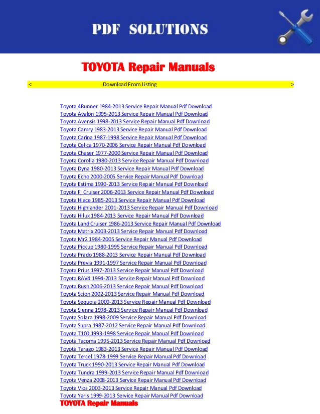 1988 toyota 4runner repair manual downloads