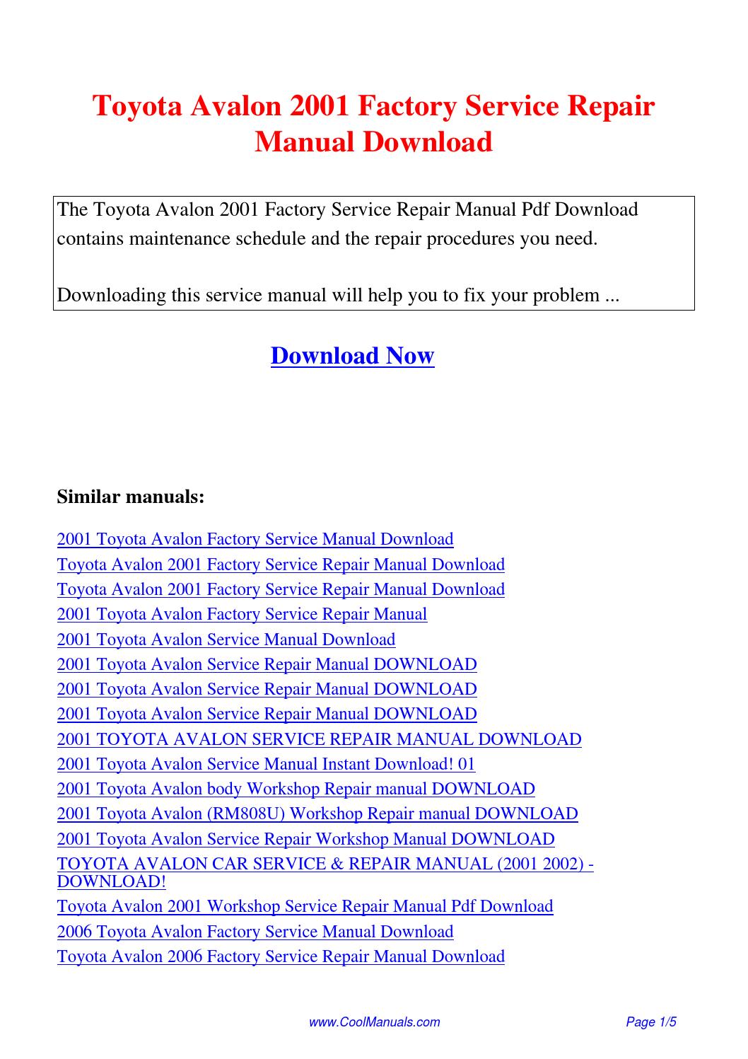 2006 toyota avalon repair manual